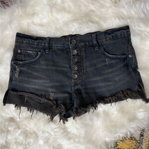 SOLD- Free People Black Frayed Jean Shorts